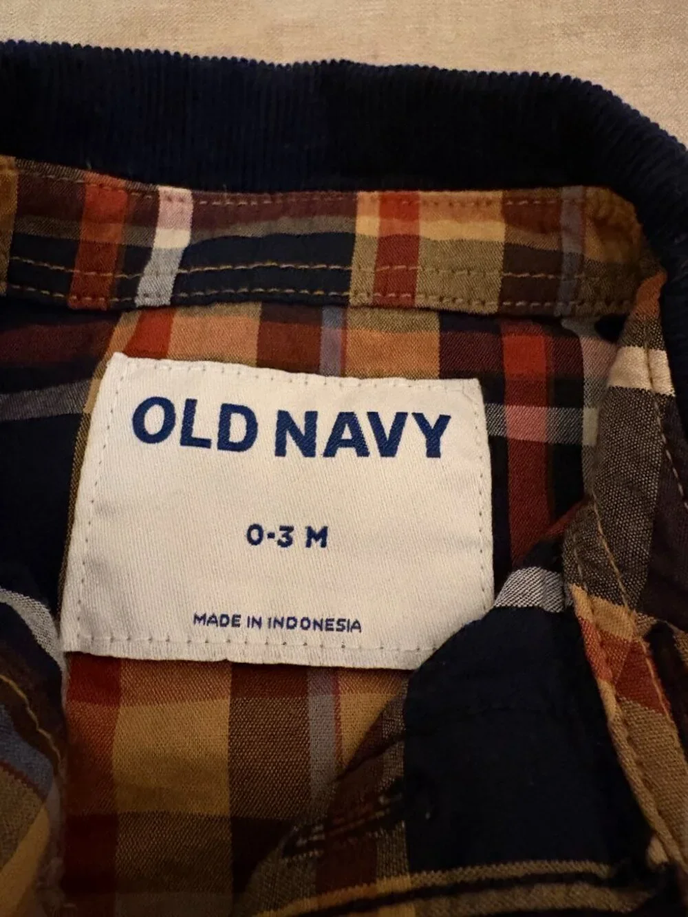 Old Navy Baby Boy 2pc Plaid Flannel Shirt & Corduroy Pants Set 0-3M